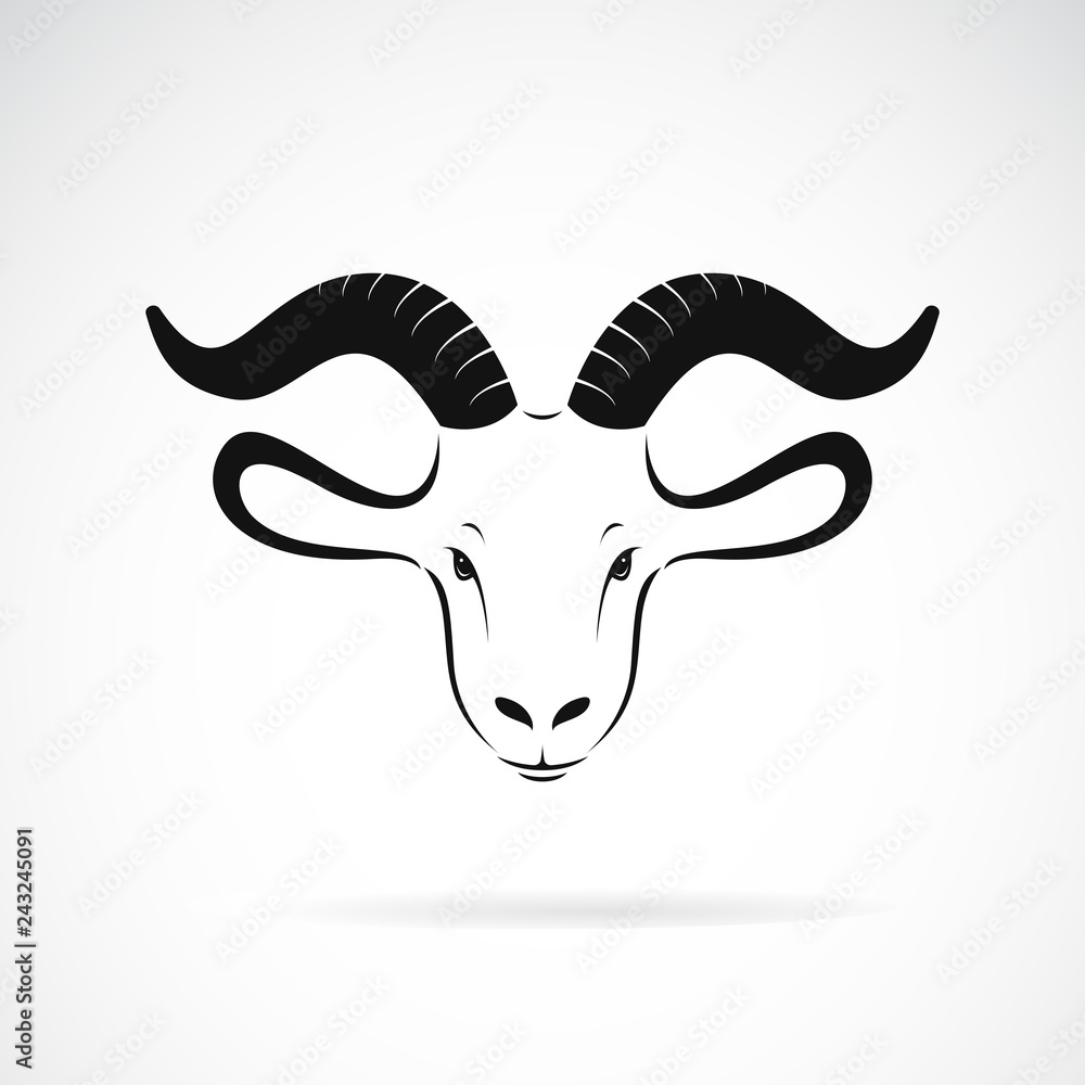 Vector of goat head design on a white background,  Animal farm. Easy editable layered vector illustration.
