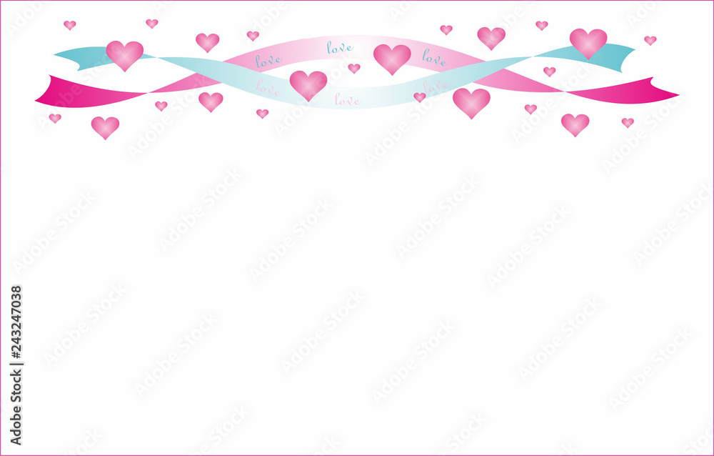 pink blue ribbon hearts to valentines day
