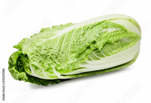 Chinese cabbage on an isolated white background. Close-up.