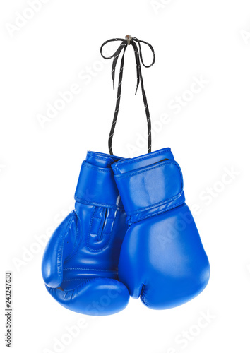 Hanging boxing gloves