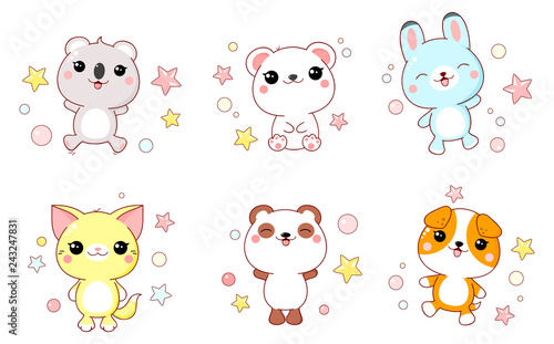Collection of cute animals baby