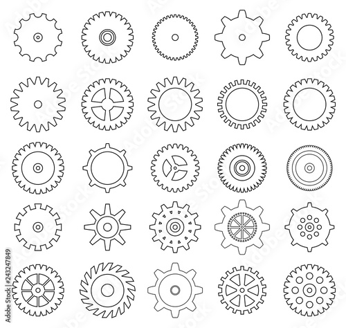 Set of gear icons