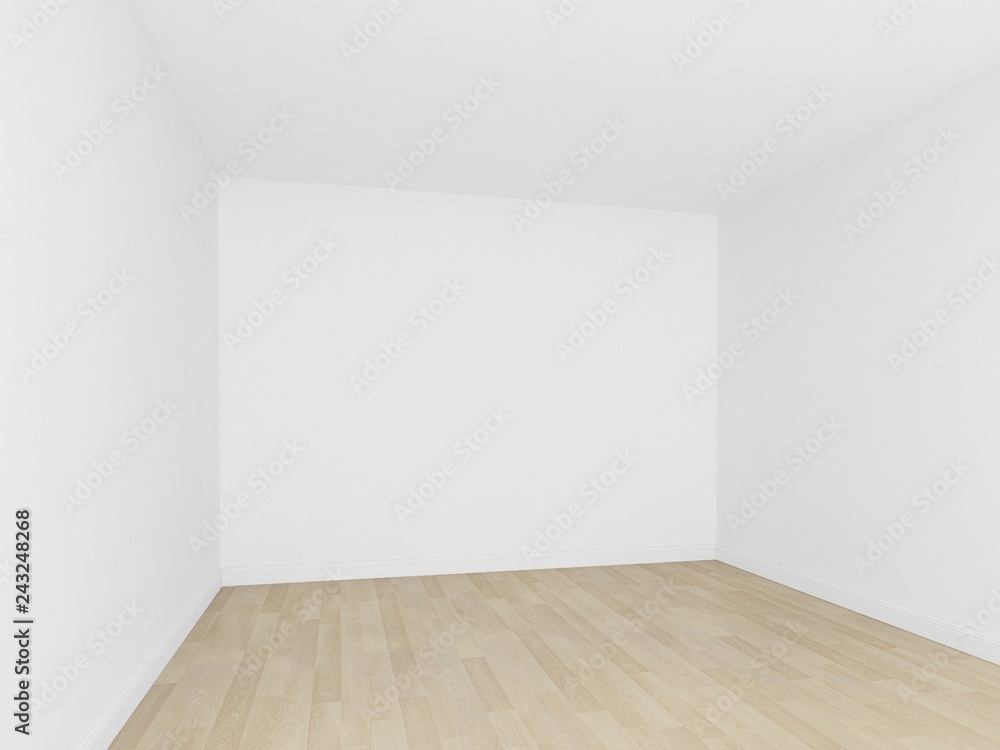 empty room ,white wall with wood floor ,3d interior empty room ,white wall with wood floor ,3d interior