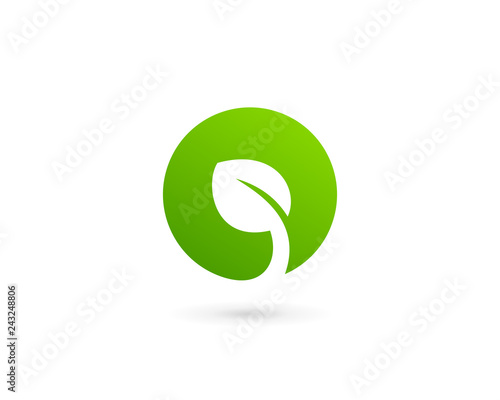 Eco leaves logo icon design template elements with letter O