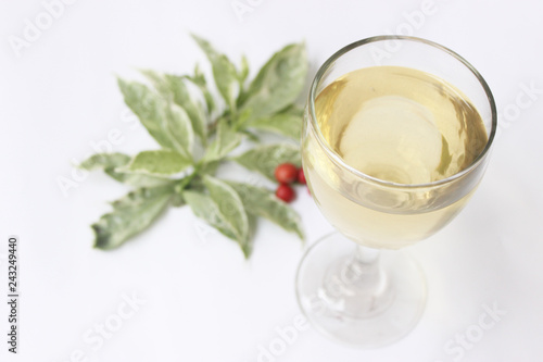 Green Tea in glass isolated on white 