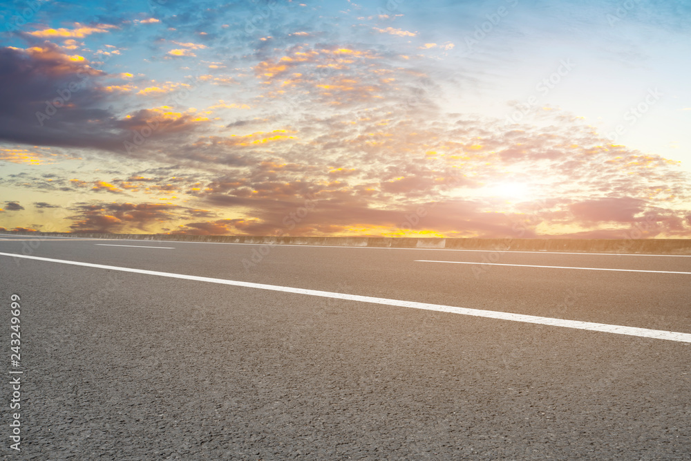 Naklejka premium Air highway asphalt road and beautiful sky scenery