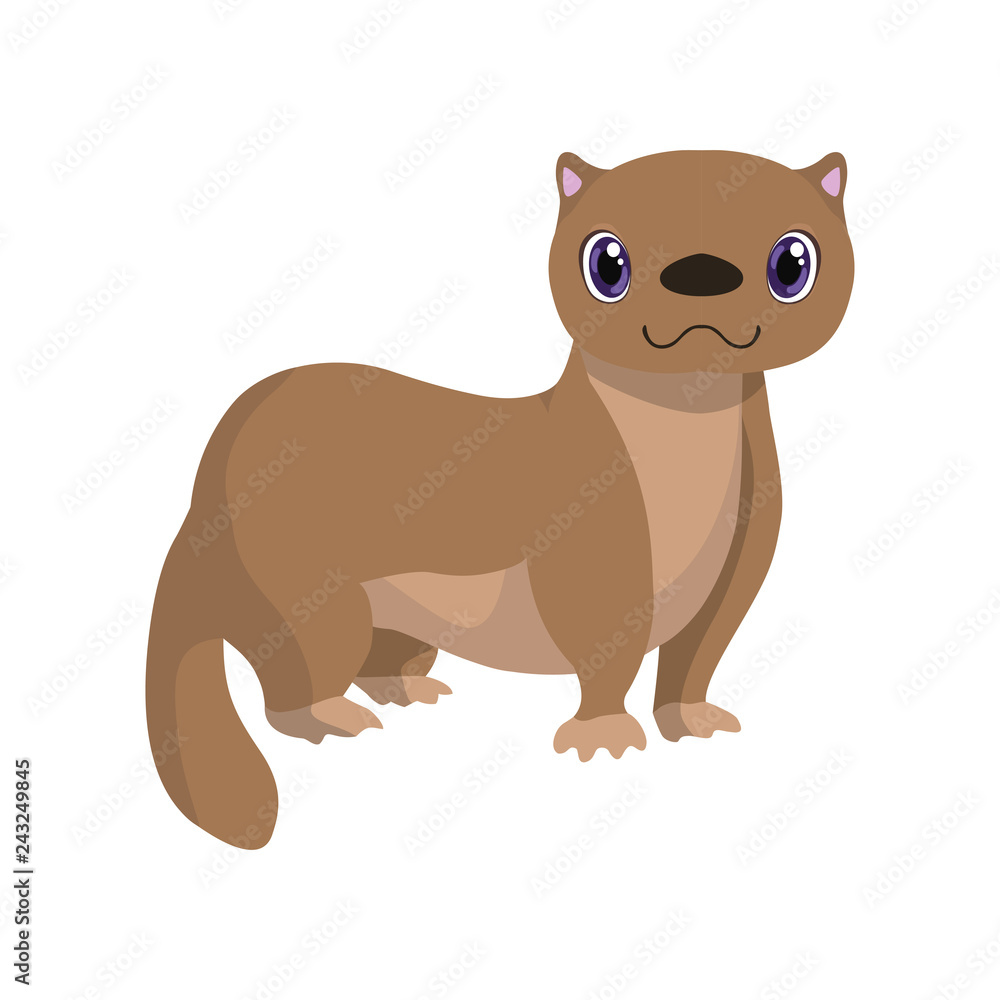 Naklejka premium Cute fitch, lovely animal cartoon character vector Illustration
