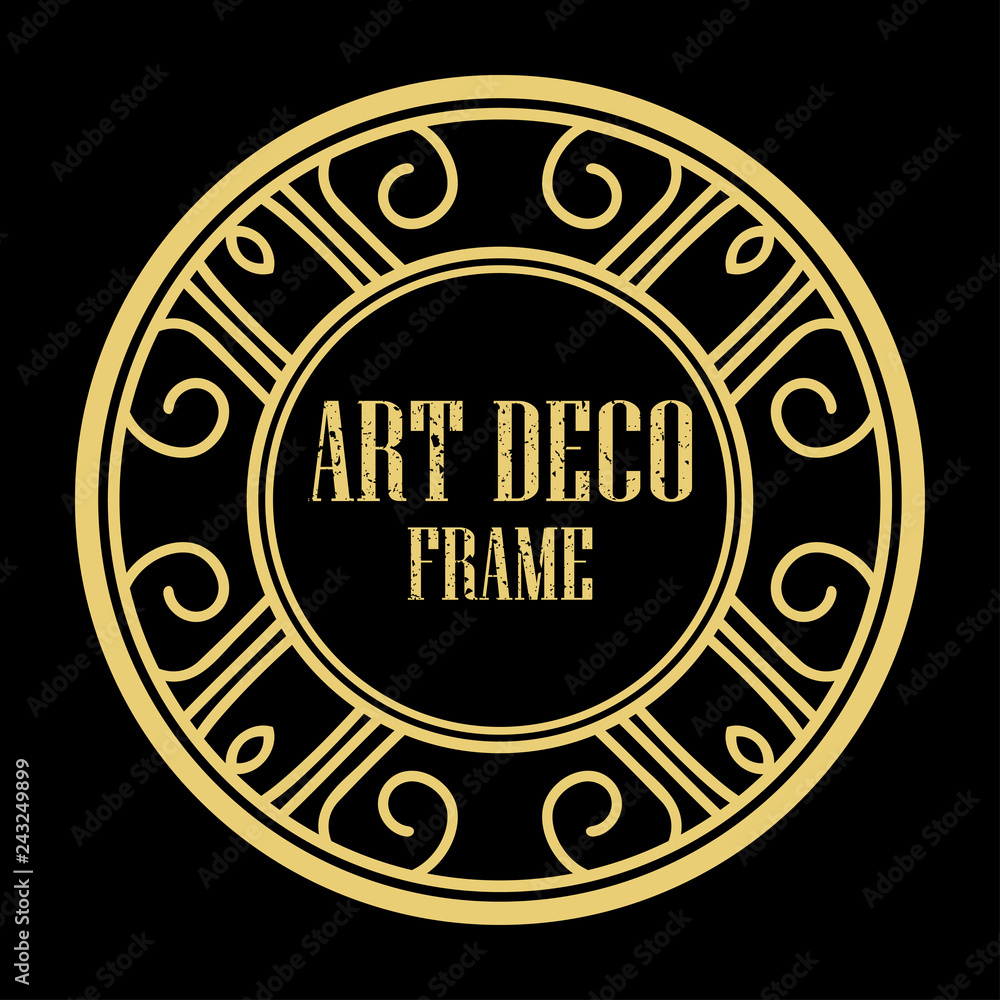 Vector art deco style circle frame. Art-deco decoration for text. Design element for boutique, restaurant, menu and logo template Vector art deco style circle frame. Art-deco decoration for text. Design element for boutique, restaurant, menu and logo template