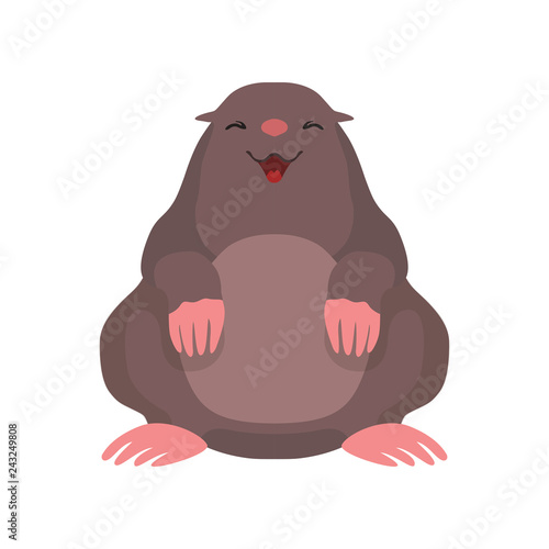 Cute mole, lovely animal cartoon character front view vector Illustration
