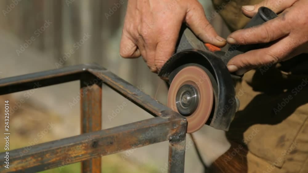 Working with angle grinder