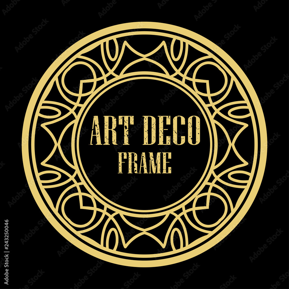 Vector art deco style circle frame. Art-deco decoration for text. Design element for boutique, restaurant, menu and logo template Vector art deco style circle frame. Art-deco decoration for text. Design element for boutique, restaurant, menu and logo template