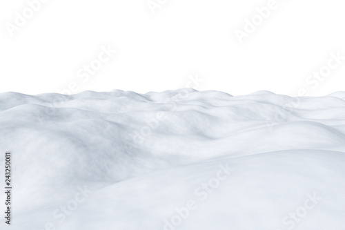 White snowy field, isolated on white background.