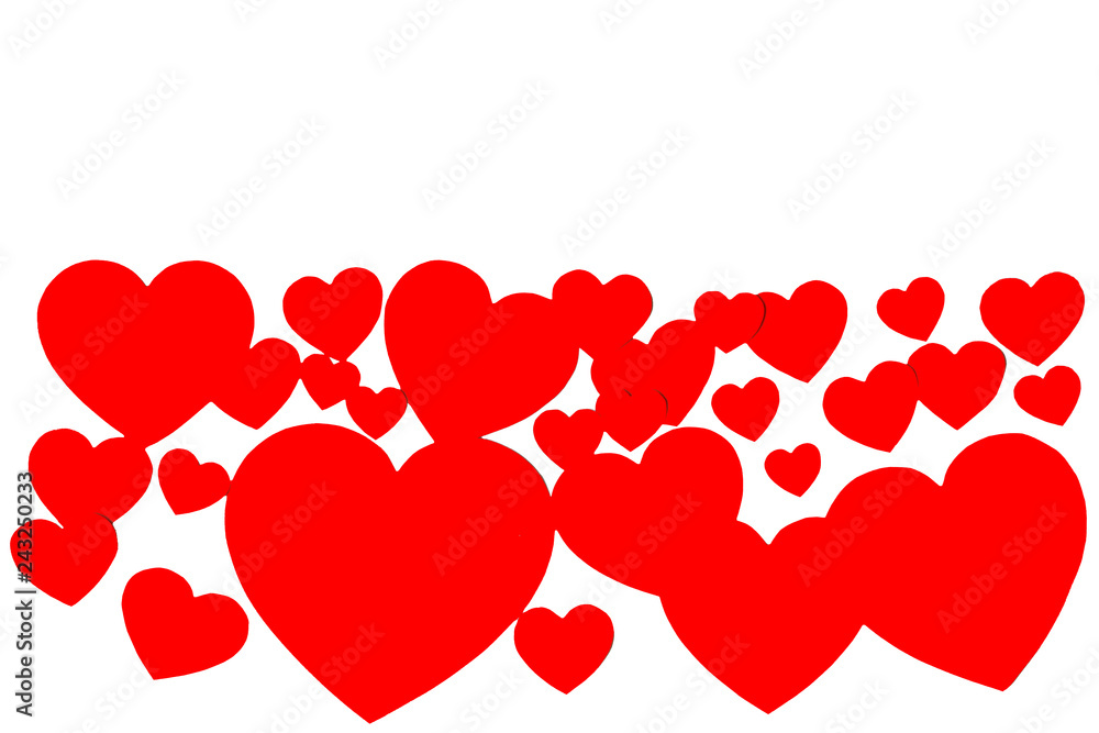 Many red paper hearts in form of decorative frame on white background with copy space. Symbol of love and Valentine's day. Many red paper hearts in form of decorative frame on white background with copy space. Symbol of love and Valentine's day.