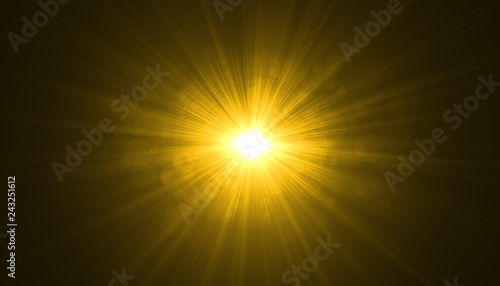 glowing light burst explosion on black background. light effect decoration with ray.  © sanee
