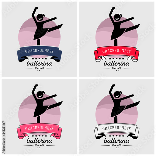 Ballet dance logo design. Vector artwork of ballerina dancing.