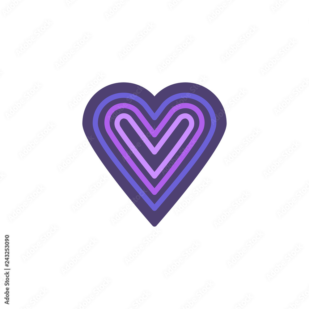 Abstract heart flat icon, vector sign, colorful pictogram isolated on white. Love and valentine day symbol, logo illustration. Flat style design