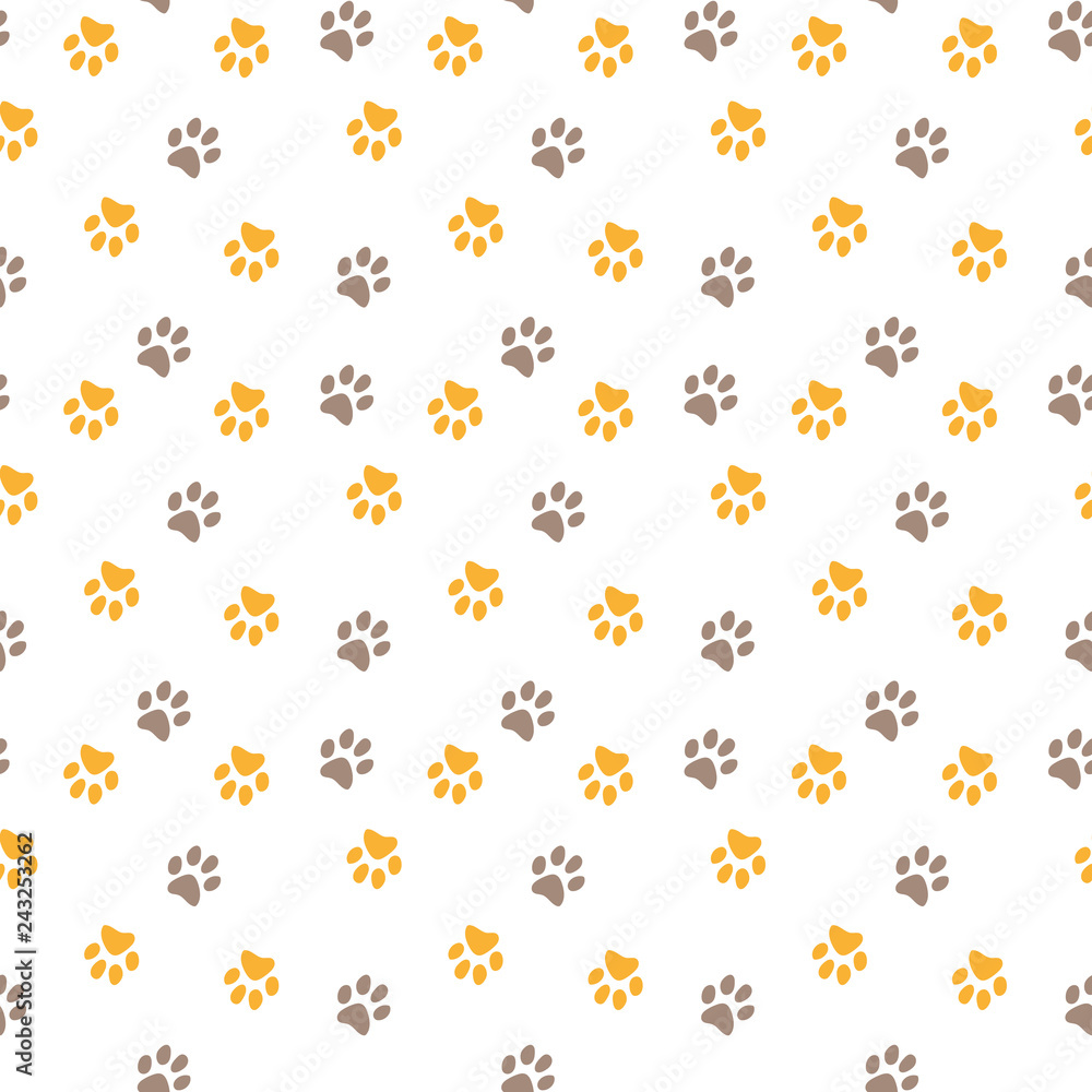 Vector seamless pattern with cat or dog,kitten or puppy footprints. Can be used for wallpaper,fabric, web page background, surface textures.