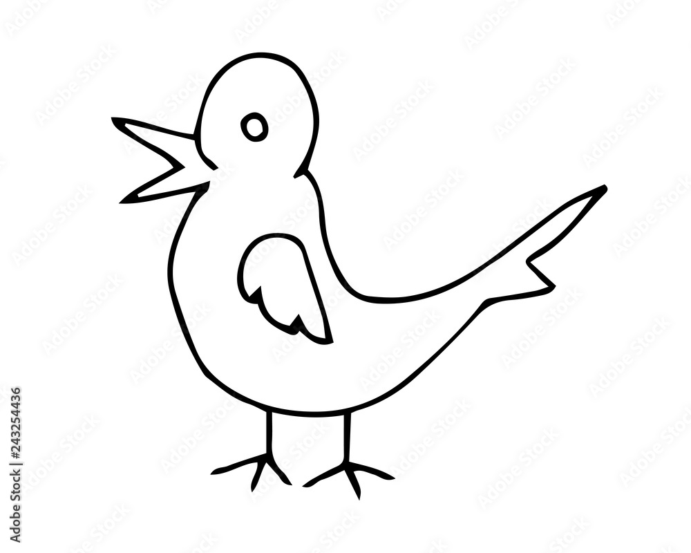 Fototapeta premium bird. black and white vector illustration