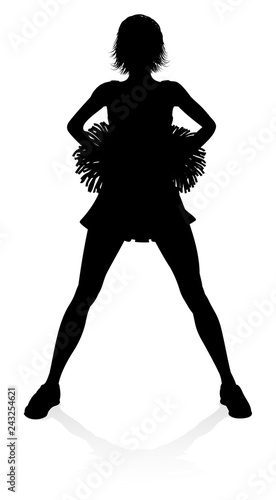 Cheerleader detailed silhouette with pom poms