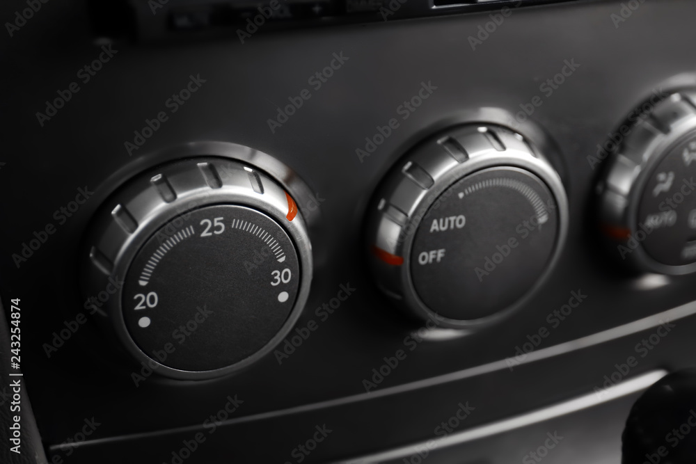 Air conditioner system in modern car, closeup