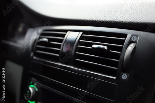 Air conditioner system in modern car, closeup