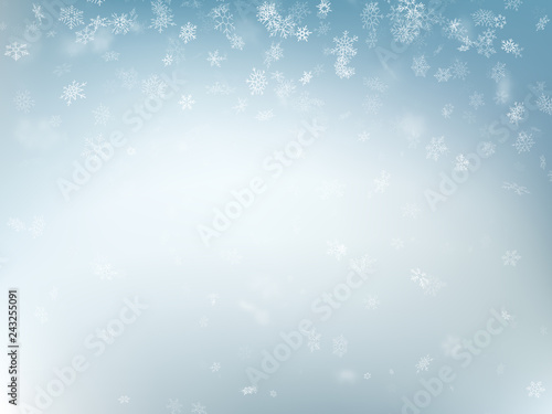 Abstract Christmas background with snowflakes. Elegant blue winter template. Eps 10