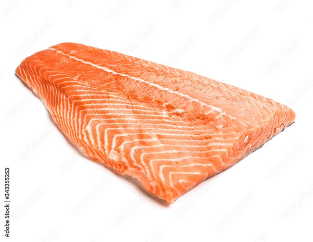 Fillet of fresh salmon on white background Fillet of fresh salmon on white background