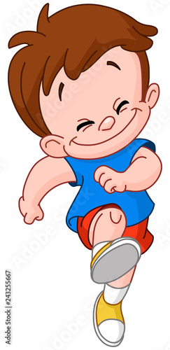 running skipping kid