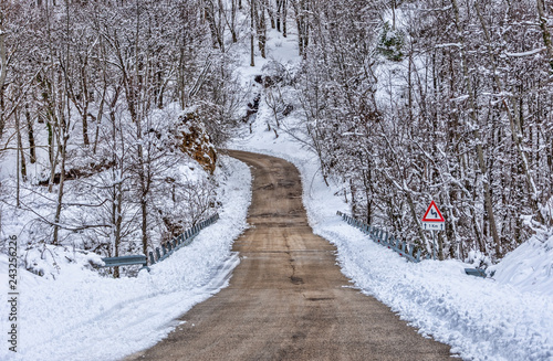 Winter road with snow