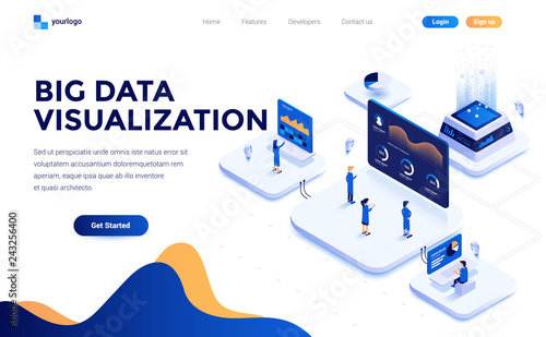 Modern flat design isometric concept of Big Data Visualization tool for everyone for website and mobile website. Landing page template. Easy to edit and customize. Vector illustration
