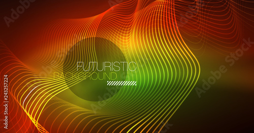 Neon lines wave background. Abstract composition