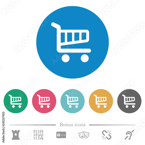 Single cart flat round icons photo