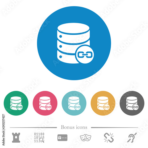 Joined database tables flat round icons photo