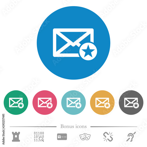 Marked mail flat round icons photo