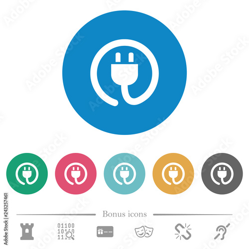 Rolled power cord flat round icons photo