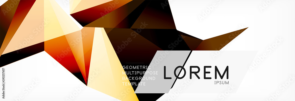 Triangle 3d polygonal art style. Future geometric design. Vector geometry futuristic illustration