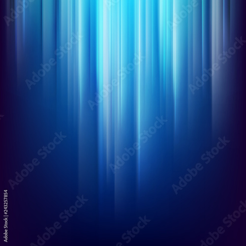 Abstract dark space background with glowing blue light lines. EPS 10