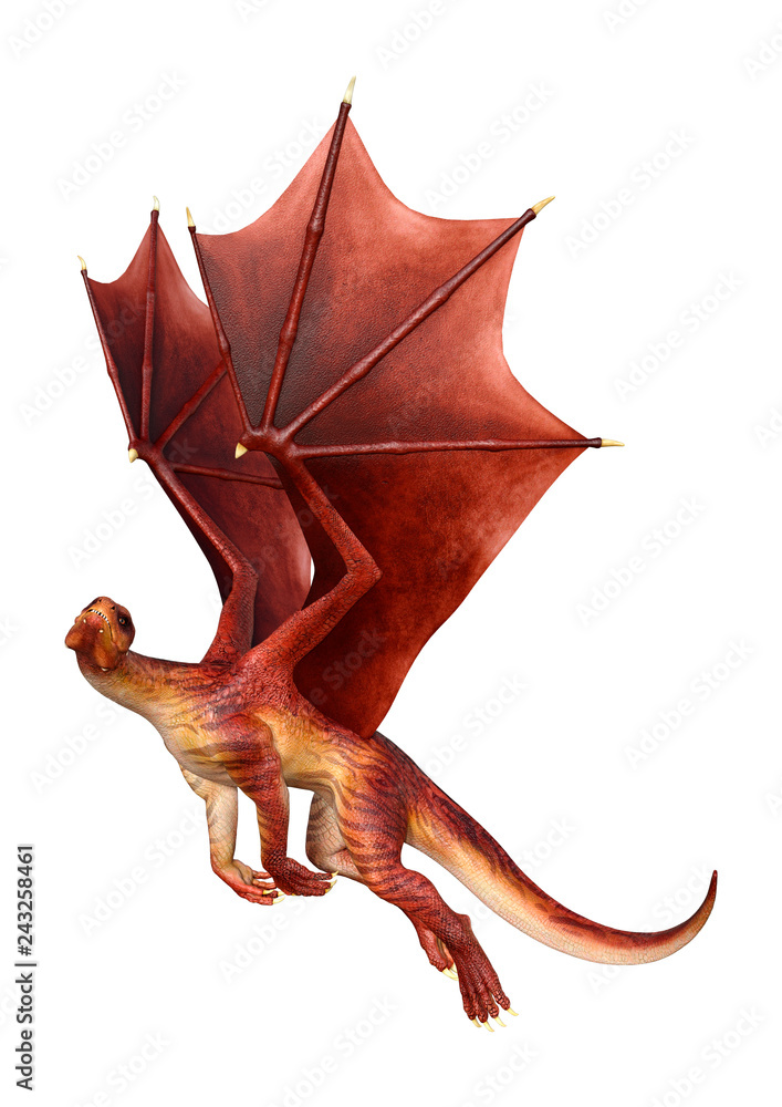 3D Rendering Fairy Tale Dragon on White 3D Rendering Fairy Tale Dragon on White