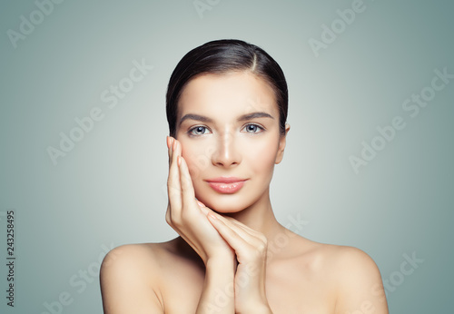 Beautiful spa woman with clear skin  skincare concept
