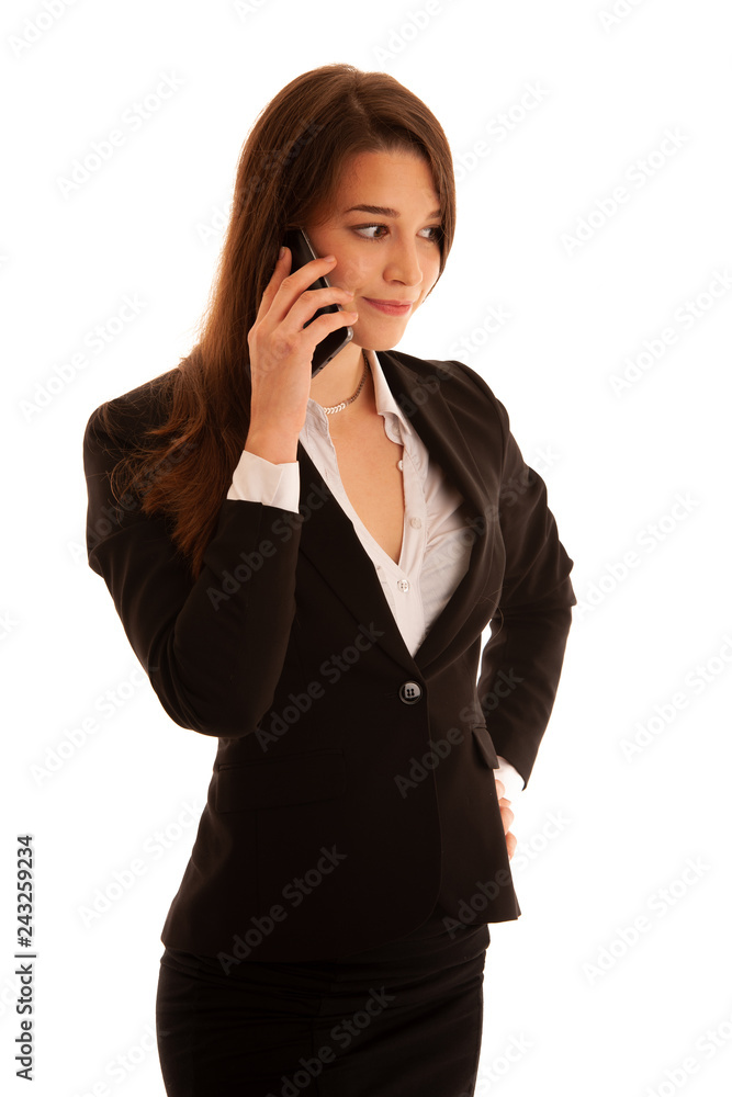 Business woman talk on smartphone isolated over white background Business woman talk on smartphone isolated over white background