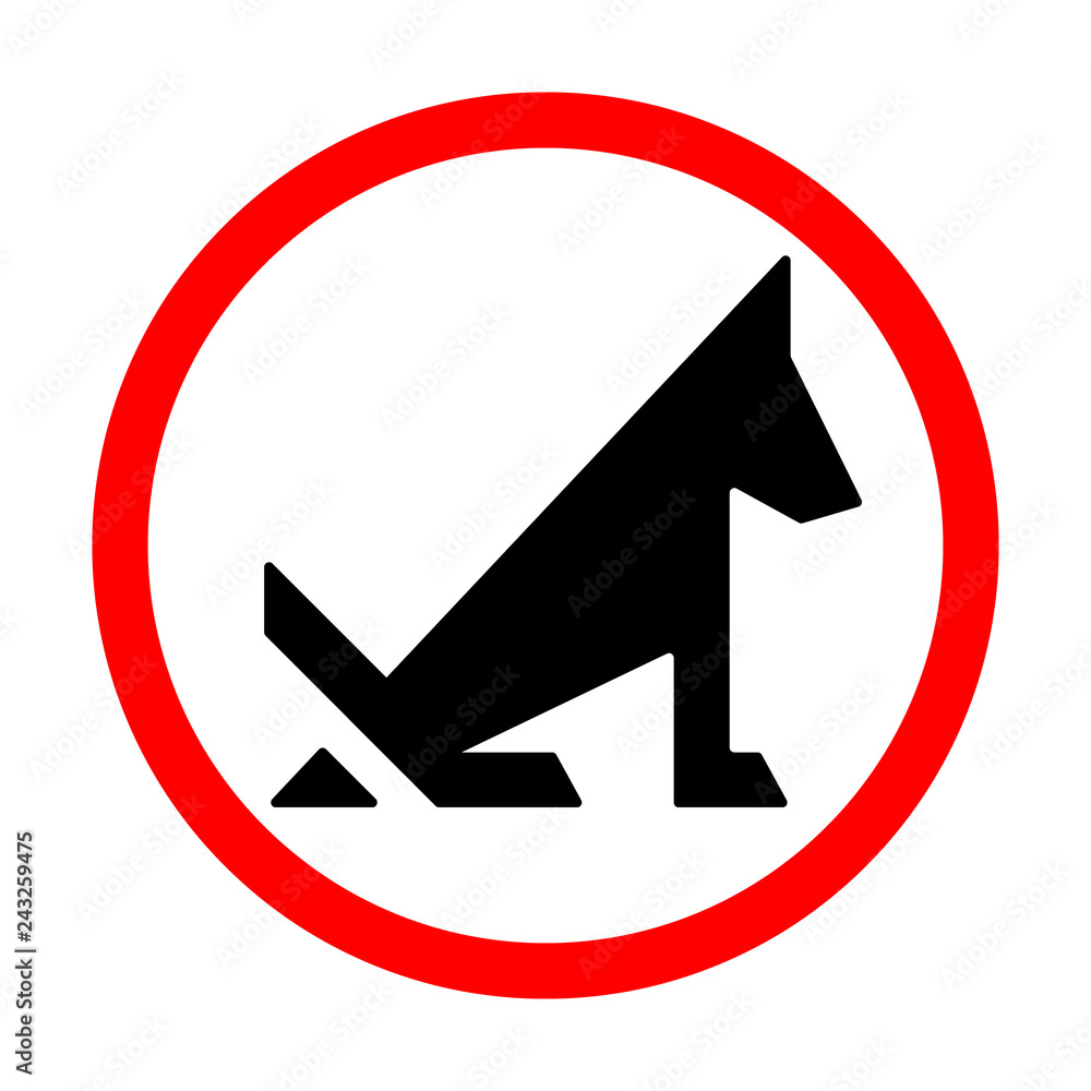No dog pooping prohibition sign isolated on white No dog pooping prohibition sign isolated on white