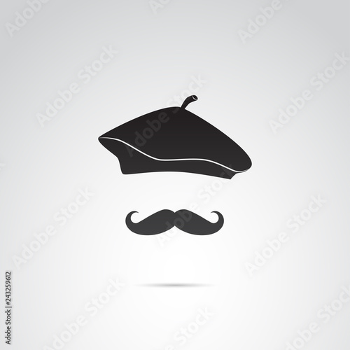 French man, artist in beret vector icon. 