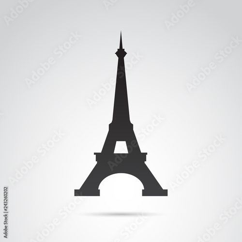 Eiffel Tower vector icon isolated on white background.