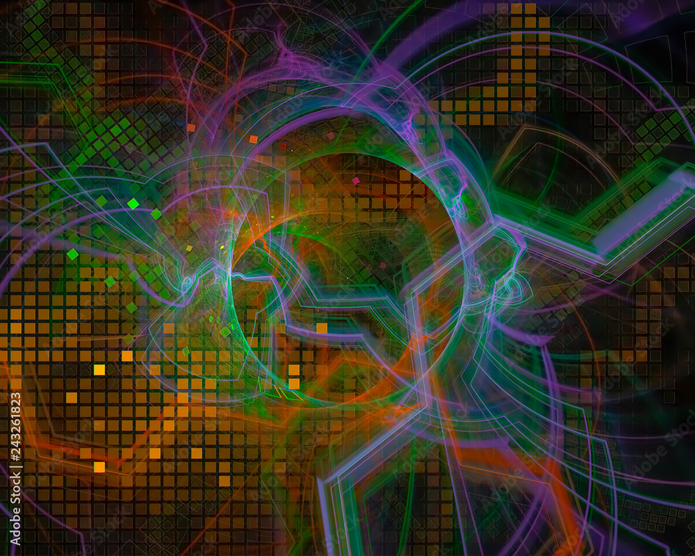 Obraz premium abstract digital fractal, beautiful design, disco