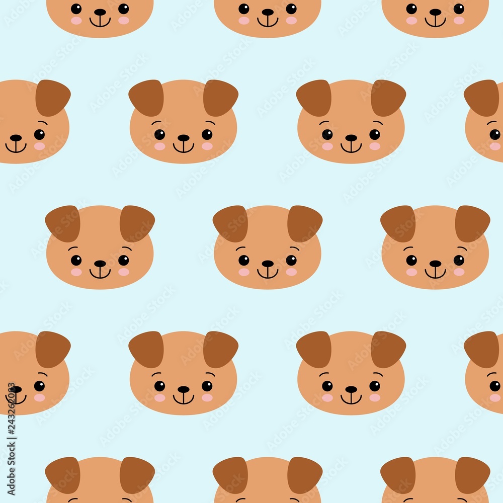 Obraz premium Seamless pattern with cute dogs. Vector animal background. Cute seamless pattern with puppy
