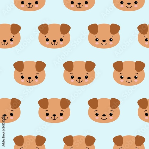 Fototapeta Naklejka Na Ścianę i Meble -  Seamless pattern with cute dogs. Vector animal background. Cute seamless pattern with puppy