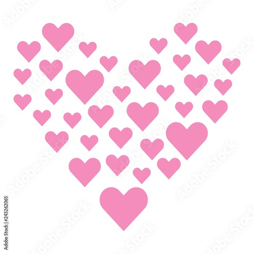 Valentines composition of the hearts. Vector illustration.