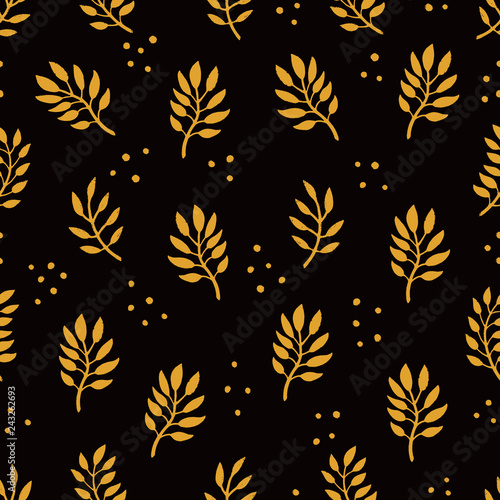 Seamless Floral Pattern. Fashion textile pattern with textured spikelets on b...