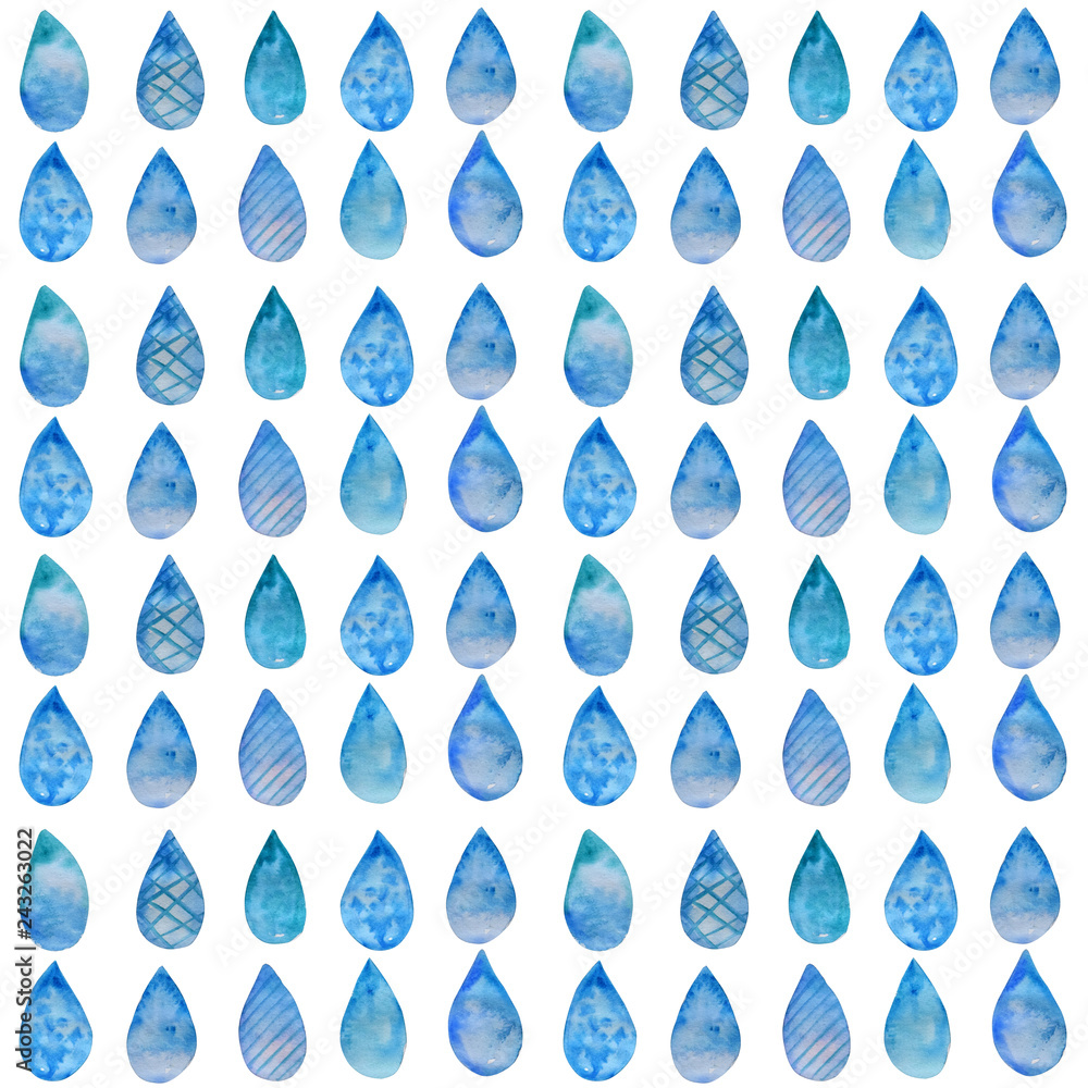 Watercolor Seamless pattern of drops. Watercolor Seamless pattern of drops.