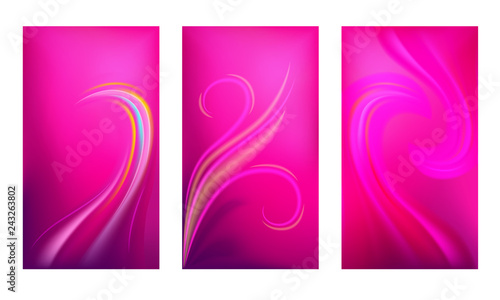 Set of vertical abstract gradient backgrounds. Vibrant color screen wallpaper template. Vector illustration.